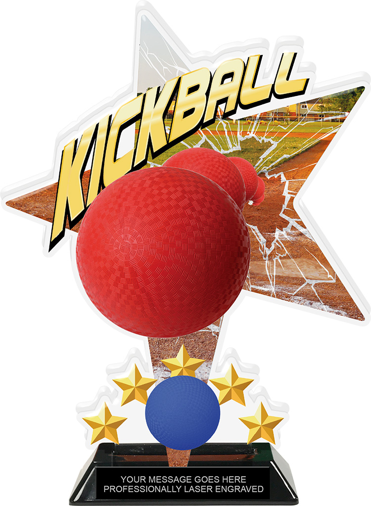 Kickball Shattered Star Colorix Acrylic Trophy- 10 inch