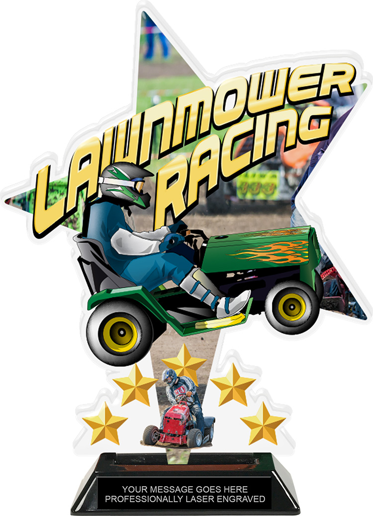 Lawnmower Racing Shattered Star Colorix Acrylic Trophy- 10 inch