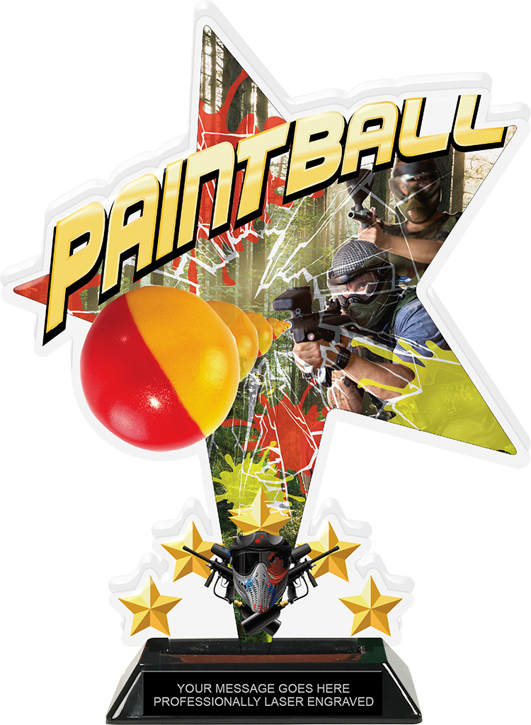 Paintball Shattered Star Colorix Acrylic Trophy- 10 inch