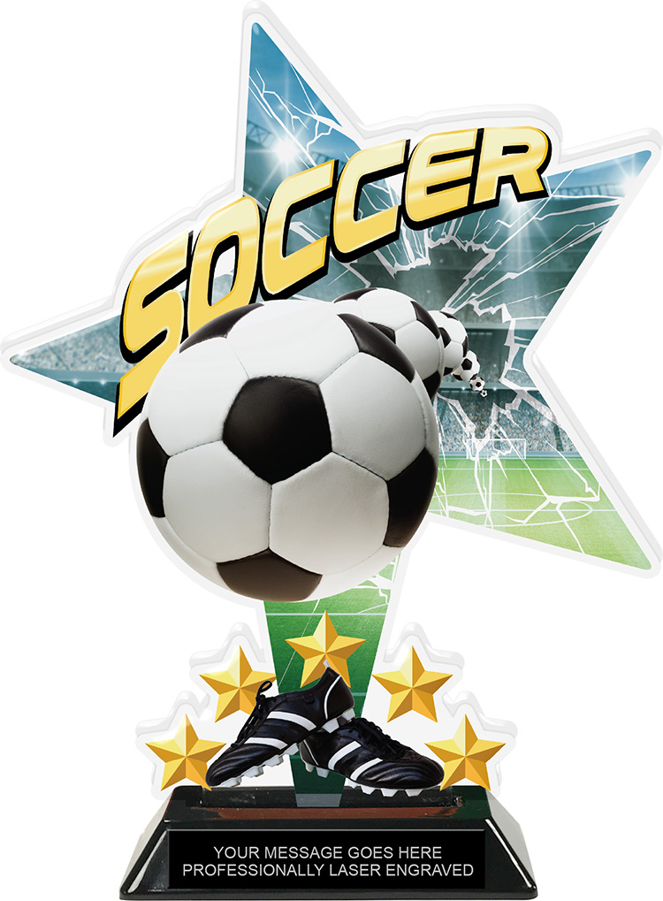 Soccer Shattered Star Colorix Acrylic Trophy- 10 inch