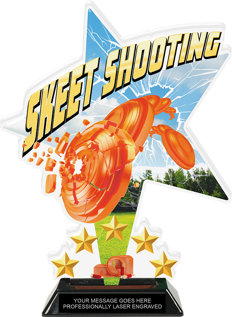 Skeet Shooting Shattered Star Colorix Acrylic Trophy- 10 inch