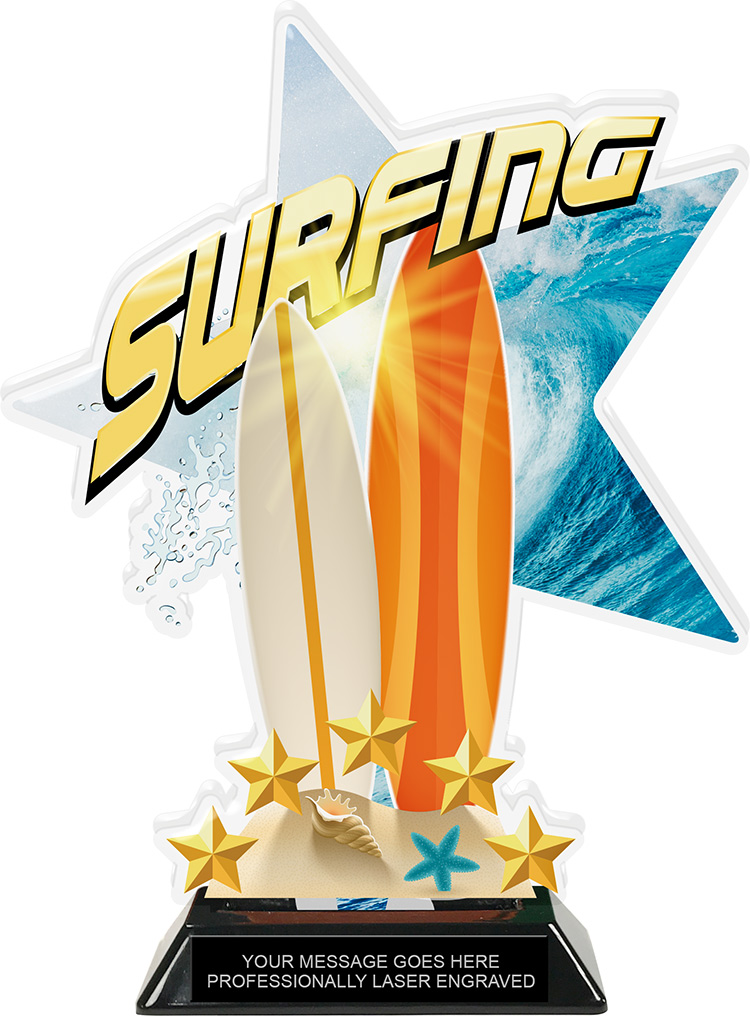 Surfing Shattered Star Colorix Acrylic Trophy- 10 inch