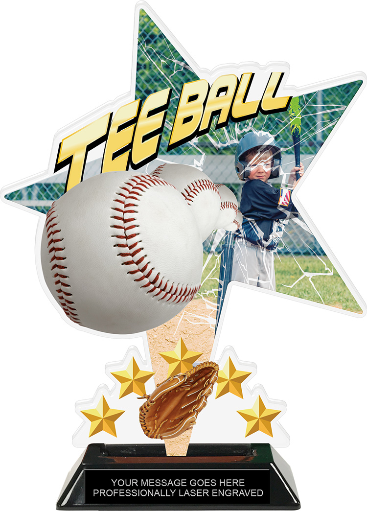 Tee Ball Shattered Star Colorix Acrylic Trophy- 10 inch