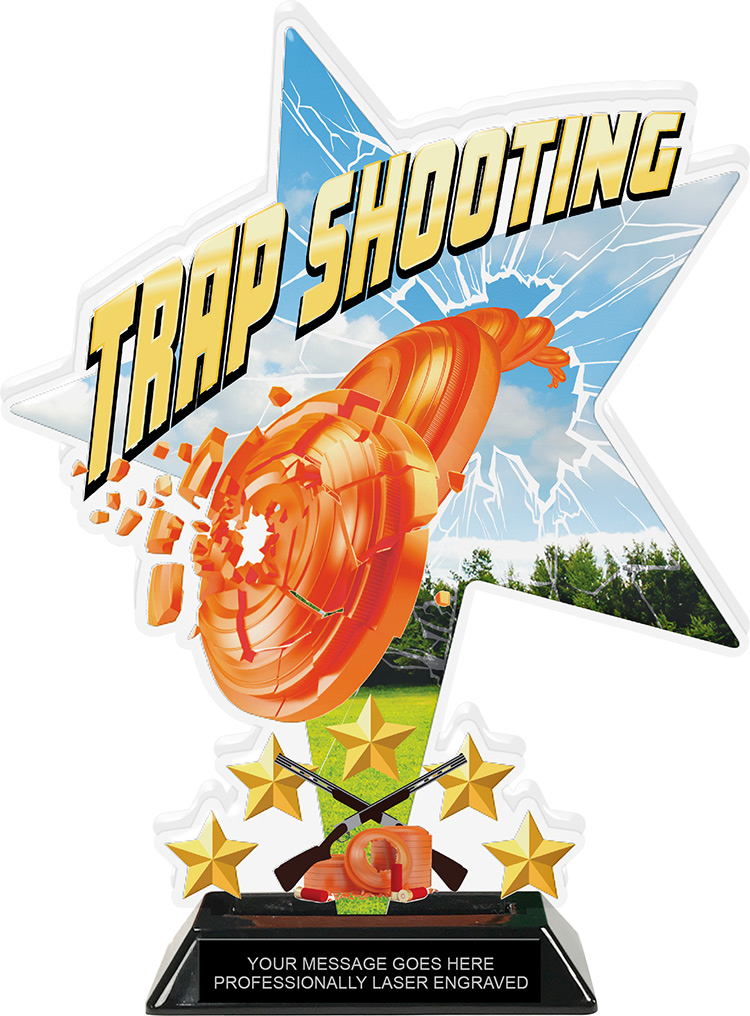 Trap Shooting Shattered Star Colorix Acrylic Trophy- 10 inch