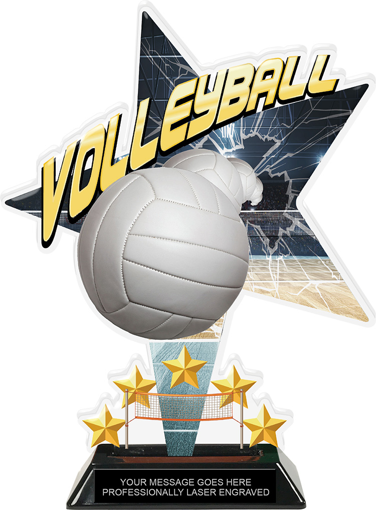 Volleyball Shattered Star Colorix Acrylic Trophy- 10 inch