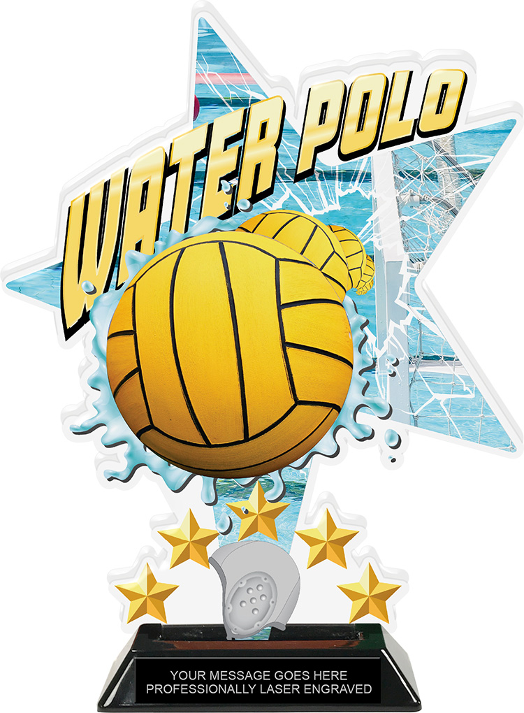 Water Polo Shattered Star Colorix Acrylic Trophy- 10 inch