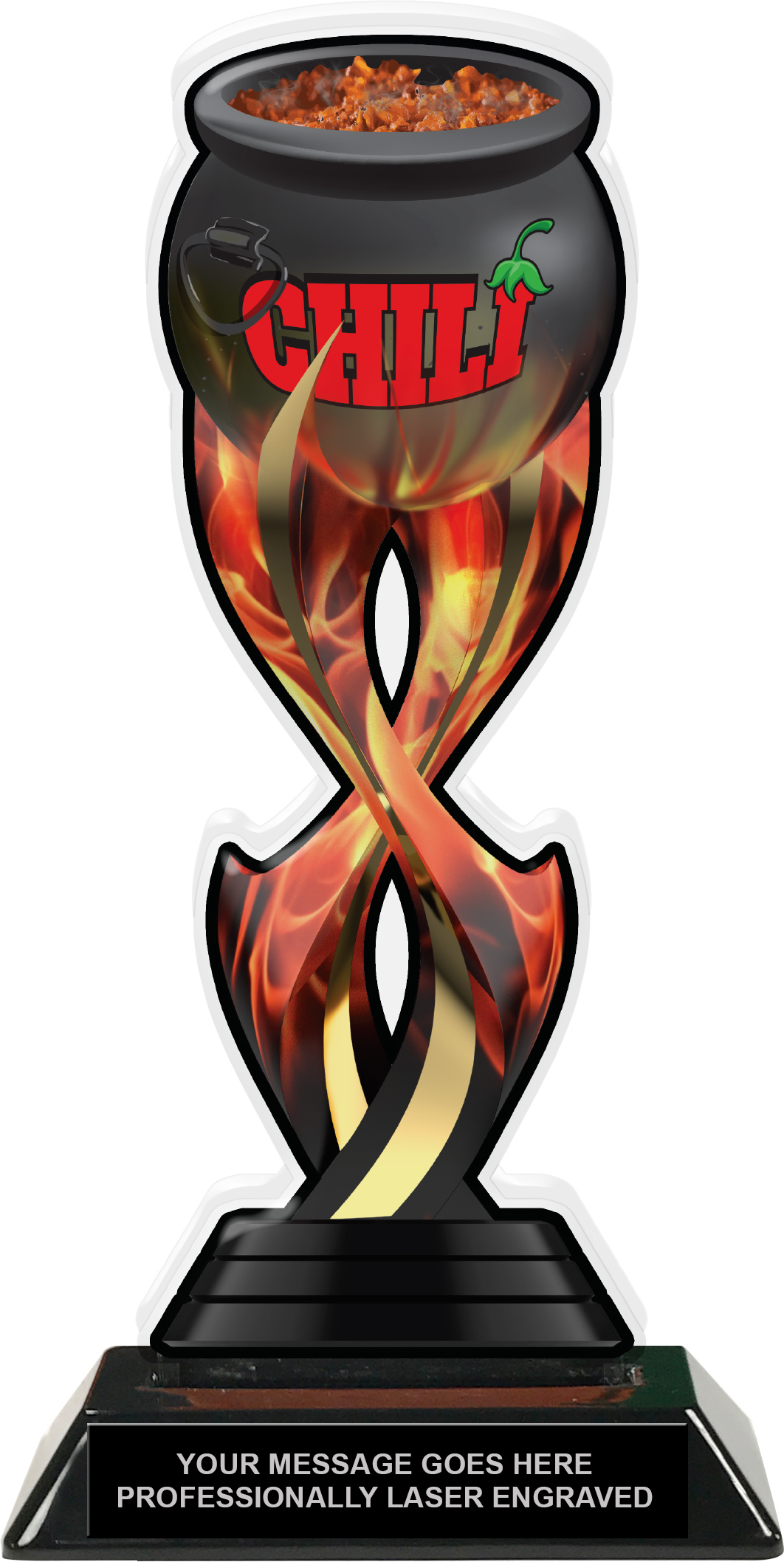 Chili Cook-Off Tribal Flames Acrylic Trophy- 10 inch