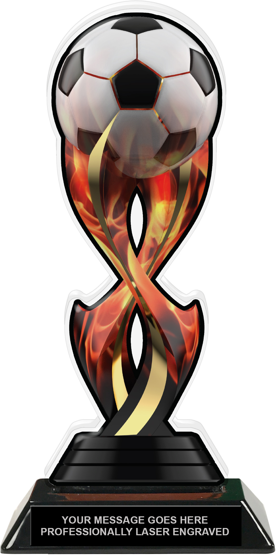Soccer Tribal Flames Acrylic Trophy- 10 inch