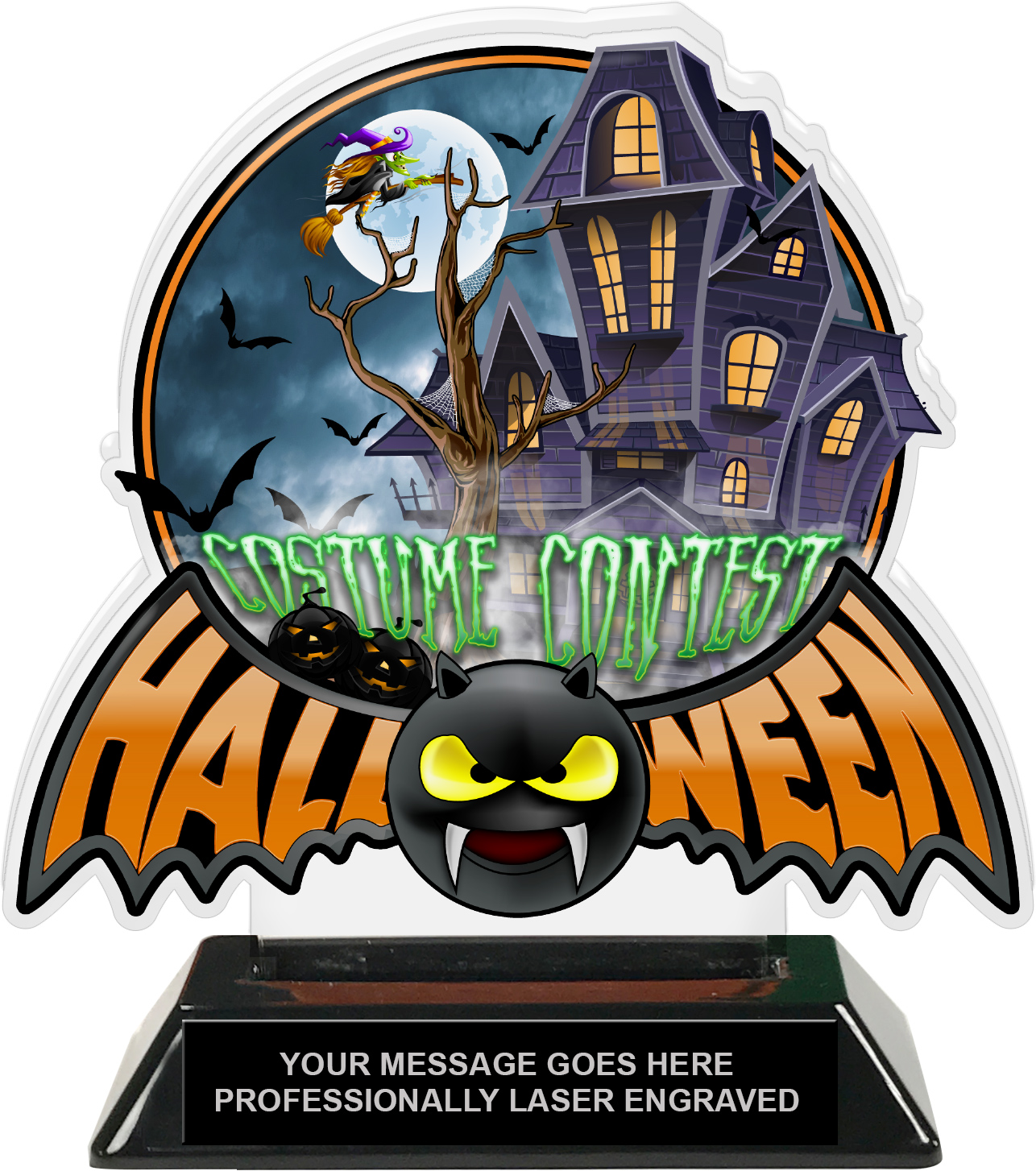 Halloween Bat Costume Contest Colorix-T Acrylic Trophy - 6.25 inch