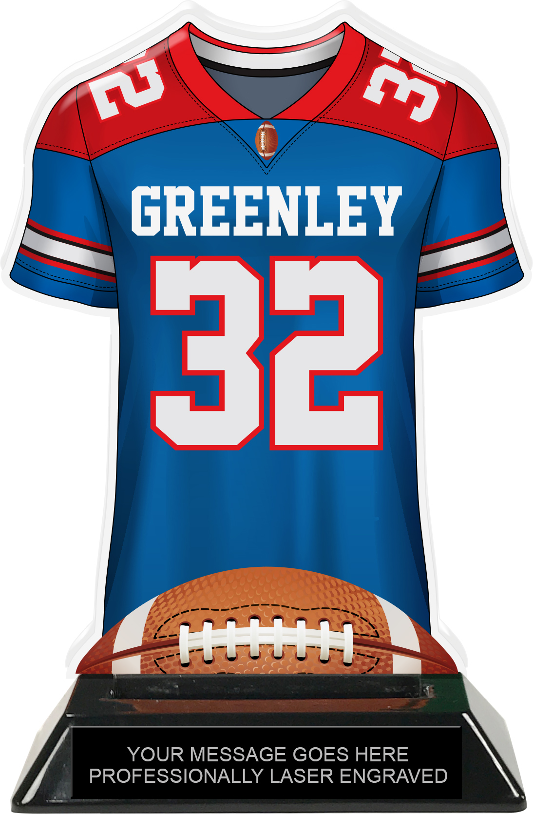 red white and blue football jersey
