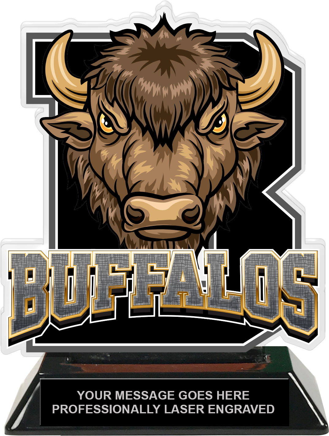 Buffalos Mascot Colorix-T Acrylic Trophy - 6.25 inch Black