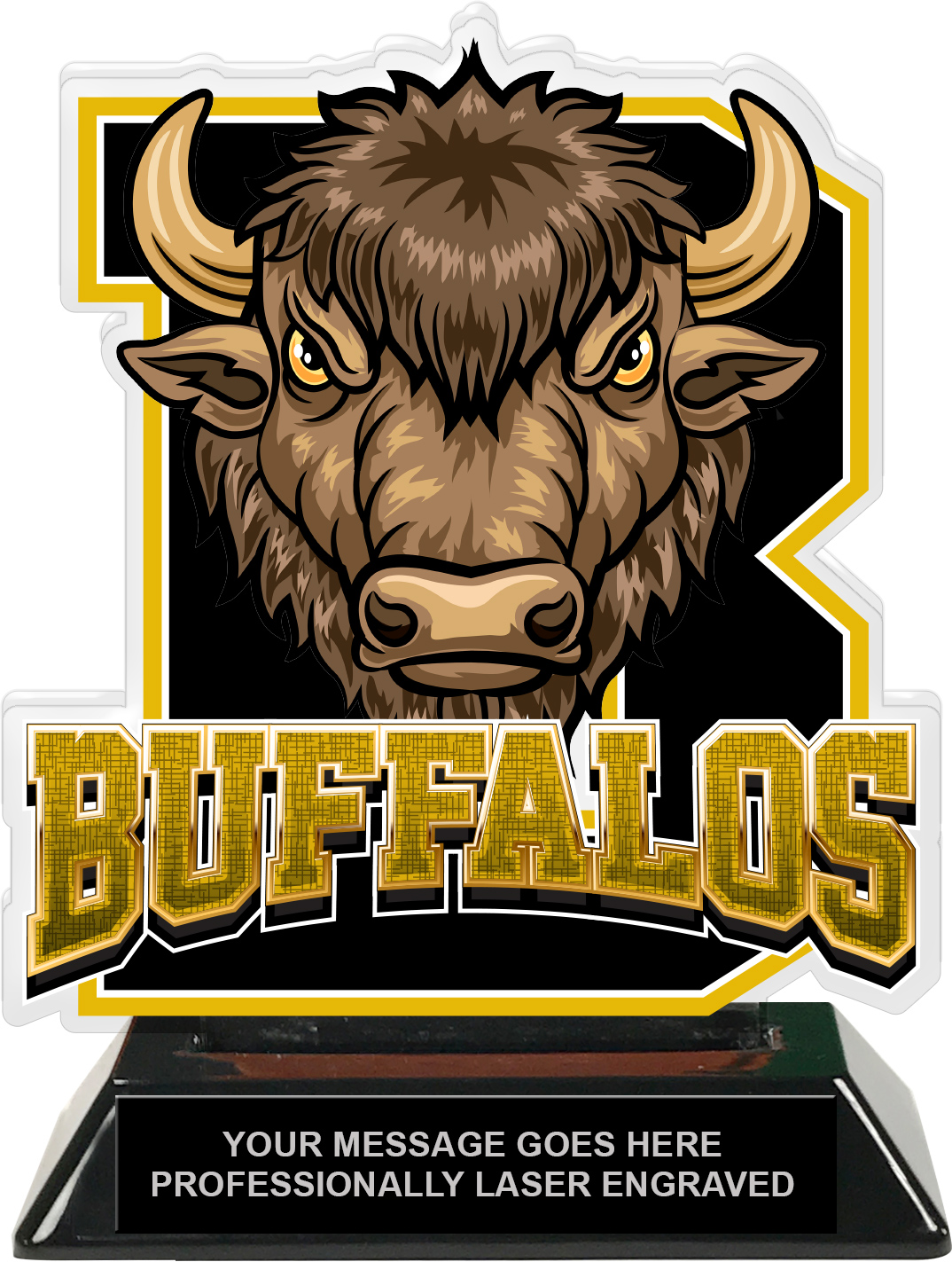 Buffalos Mascot Colorix-T Acrylic Trophy - 6.25 inch Gold