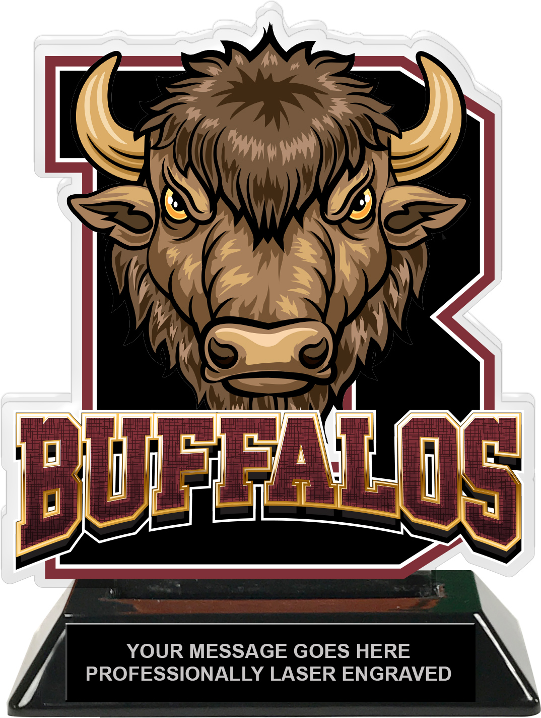 Buffalos Mascot Colorix-T Acrylic Trophy - 6.25 inch Maroon