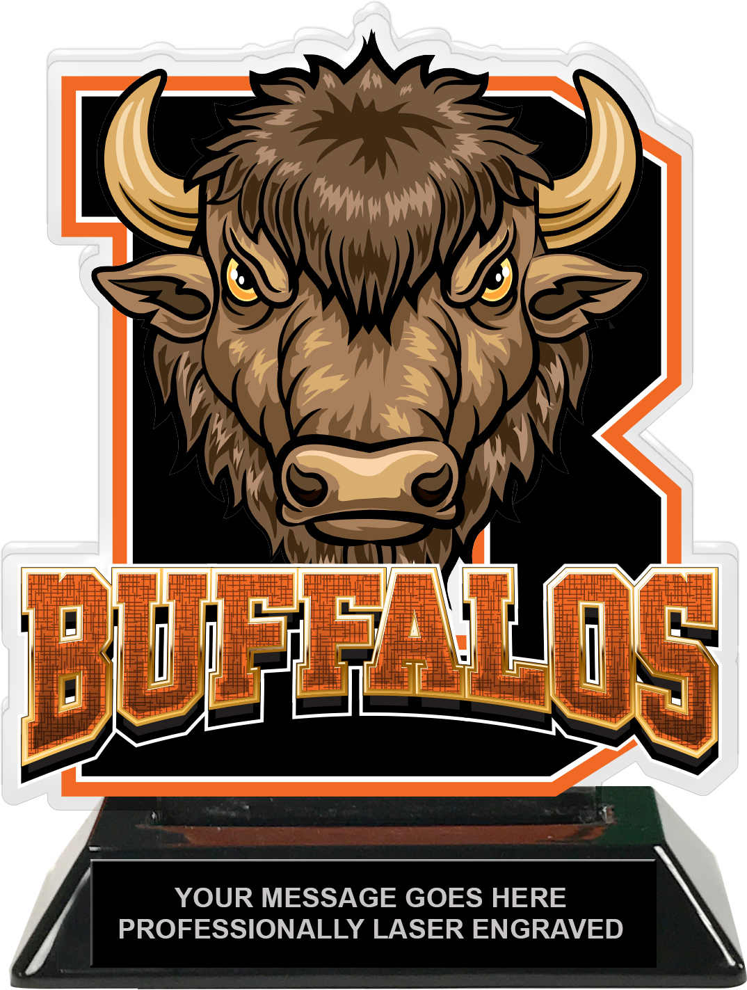 Buffalos Mascot Colorix-T Acrylic Trophy - 6.25 inch Orange