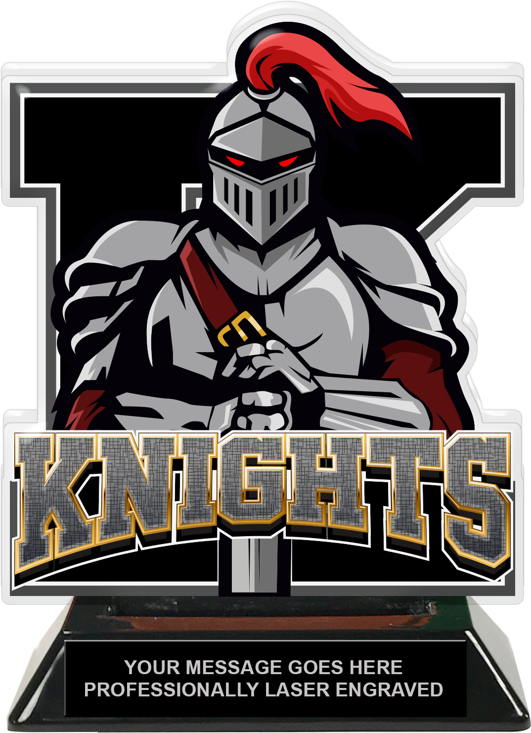 Knights Mascot Colorix-T Acrylic Trophy - 6.25 inch Black