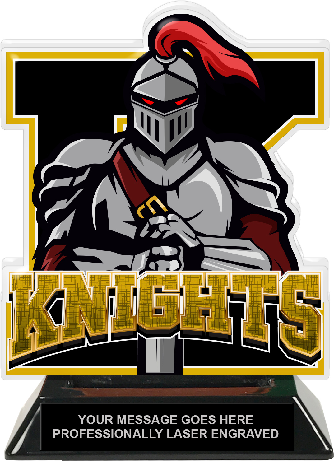 Knights Mascot Colorix-T Acrylic Trophy - 6.25 inch Gold