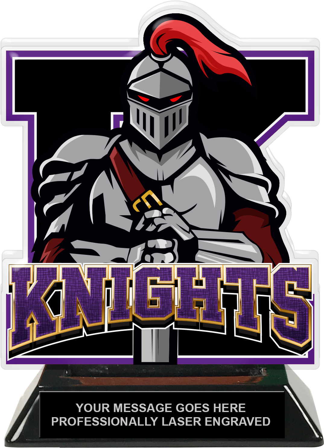 Knights Mascot Colorix-T Acrylic Trophy - 6.25 inch Purple