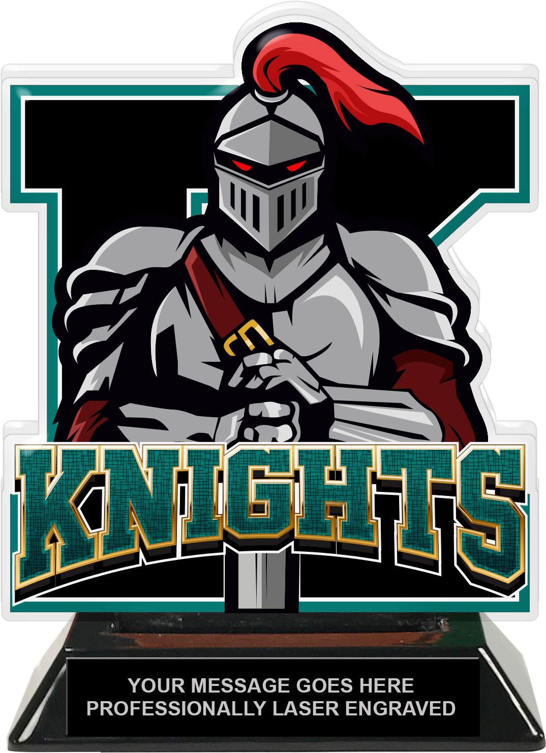 Knights Mascot Colorix-T Acrylic Trophy - 6.25 inch Teal