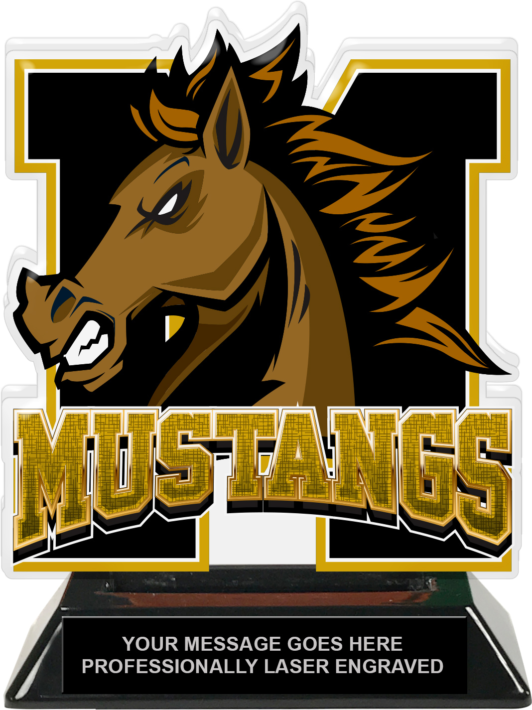 Mustangs Mascot Colorix-T Acrylic Trophy - 6.25 inch Gold