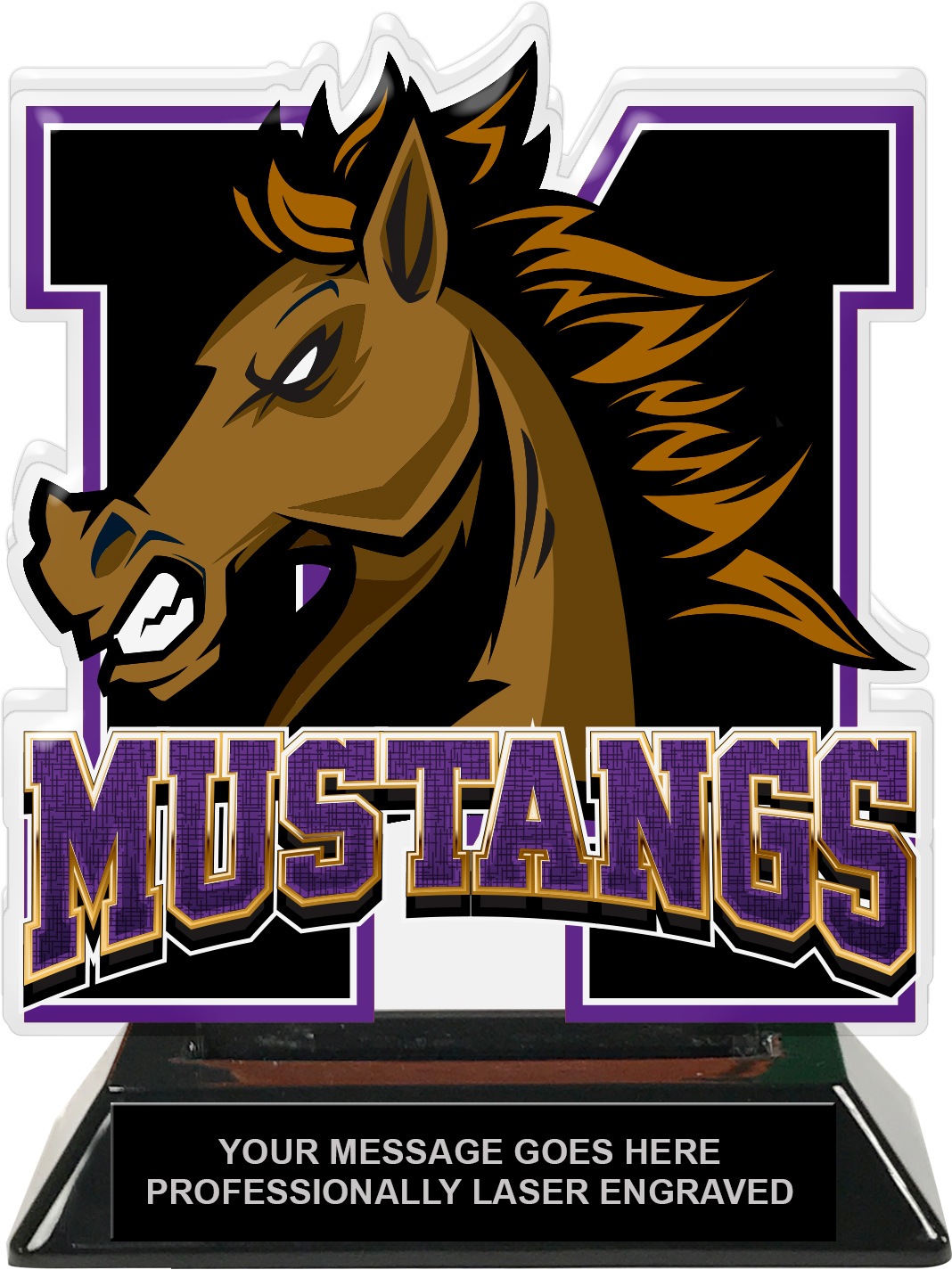 Mustangs Mascot Colorix-T Acrylic Trophy - 6.25 inch Purple