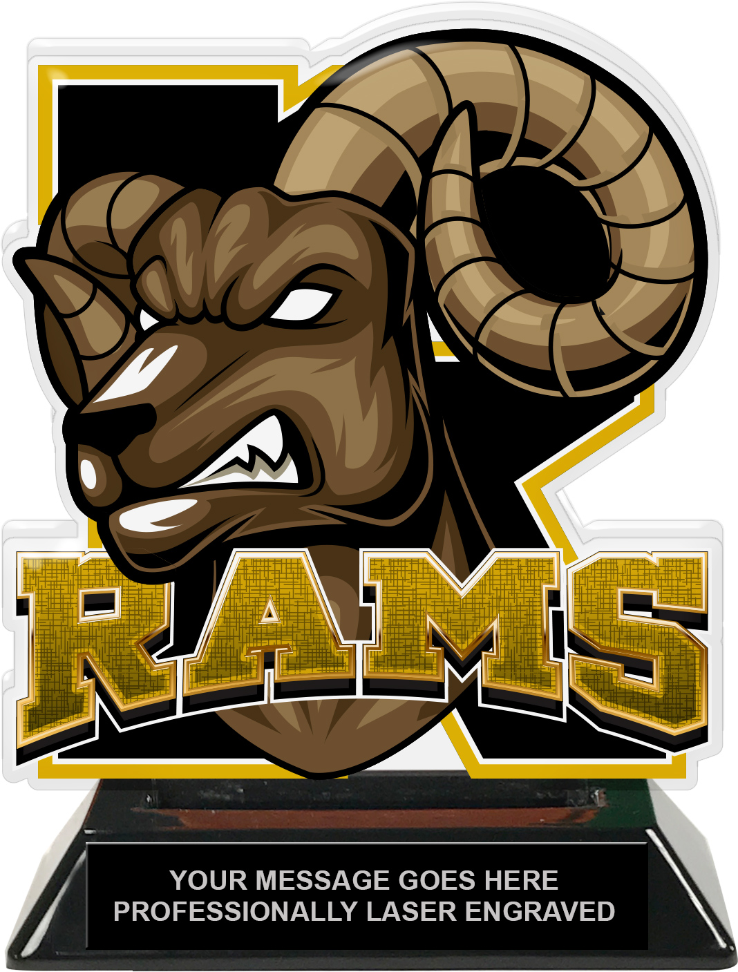 Rams Mascot Colorix-T Acrylic Trophy - 6.25 inch Gold