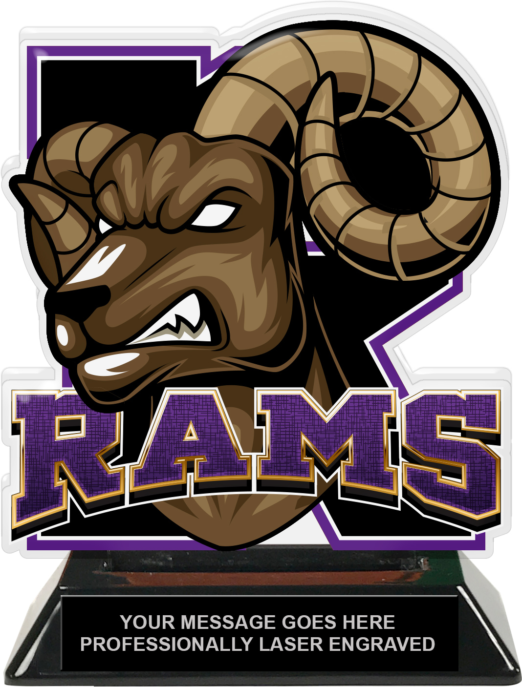 Rams Mascot Colorix-T Acrylic Trophy - 6.25 inch Purple