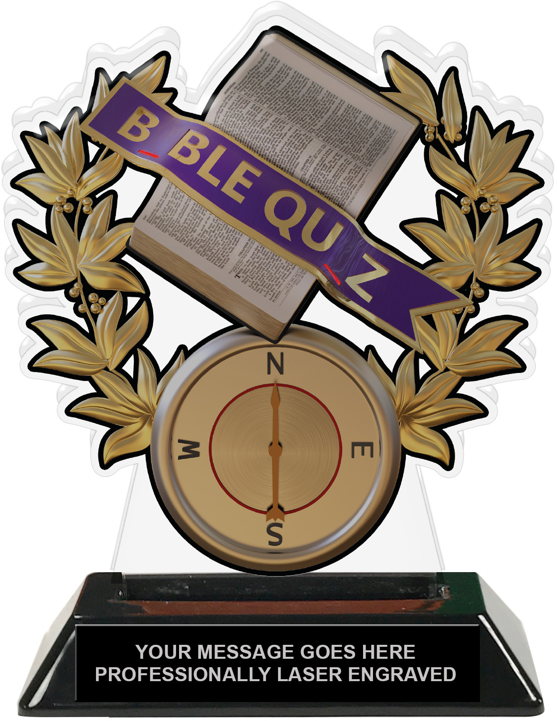 Bible Quiz Compass Colorix-T Acrylic Trophy- 6.25 inch