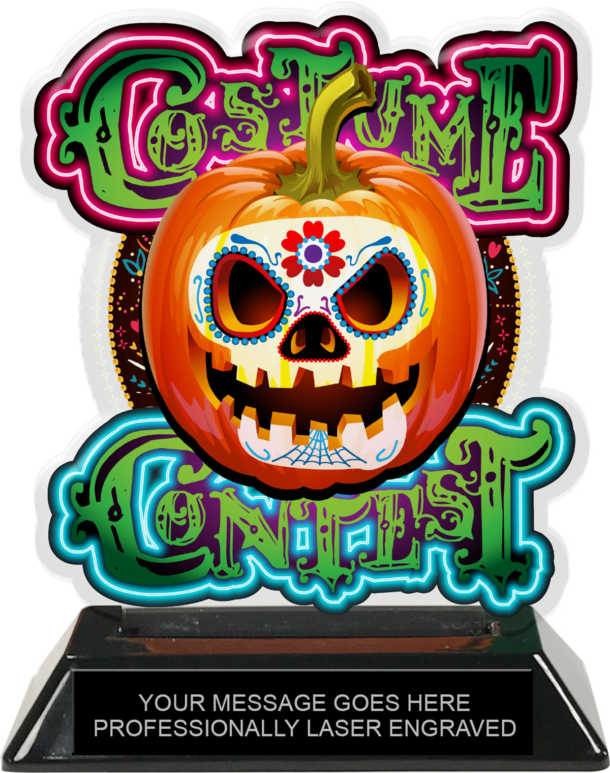 Halloween Sugar Skull Costume Contest Colorix-T Acrylic Trophy - 6.25 inch