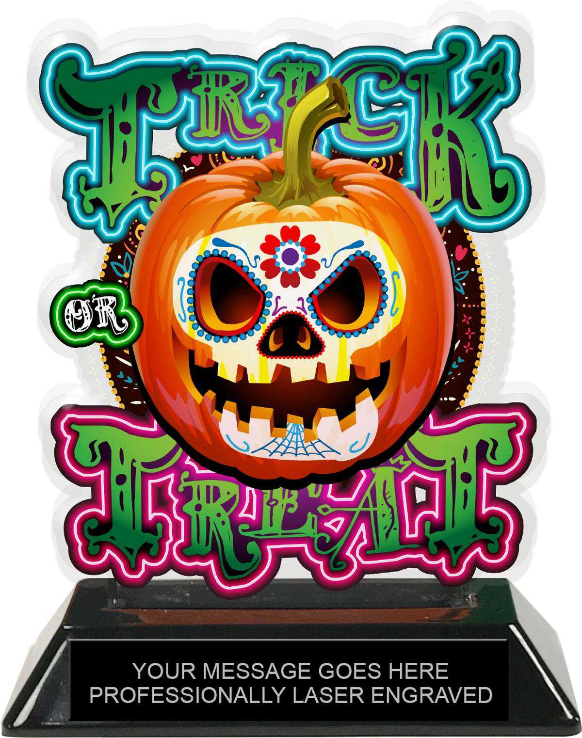 Halloween Sugar Skull Colorix-T Acrylic Trophy - 6.25 inch