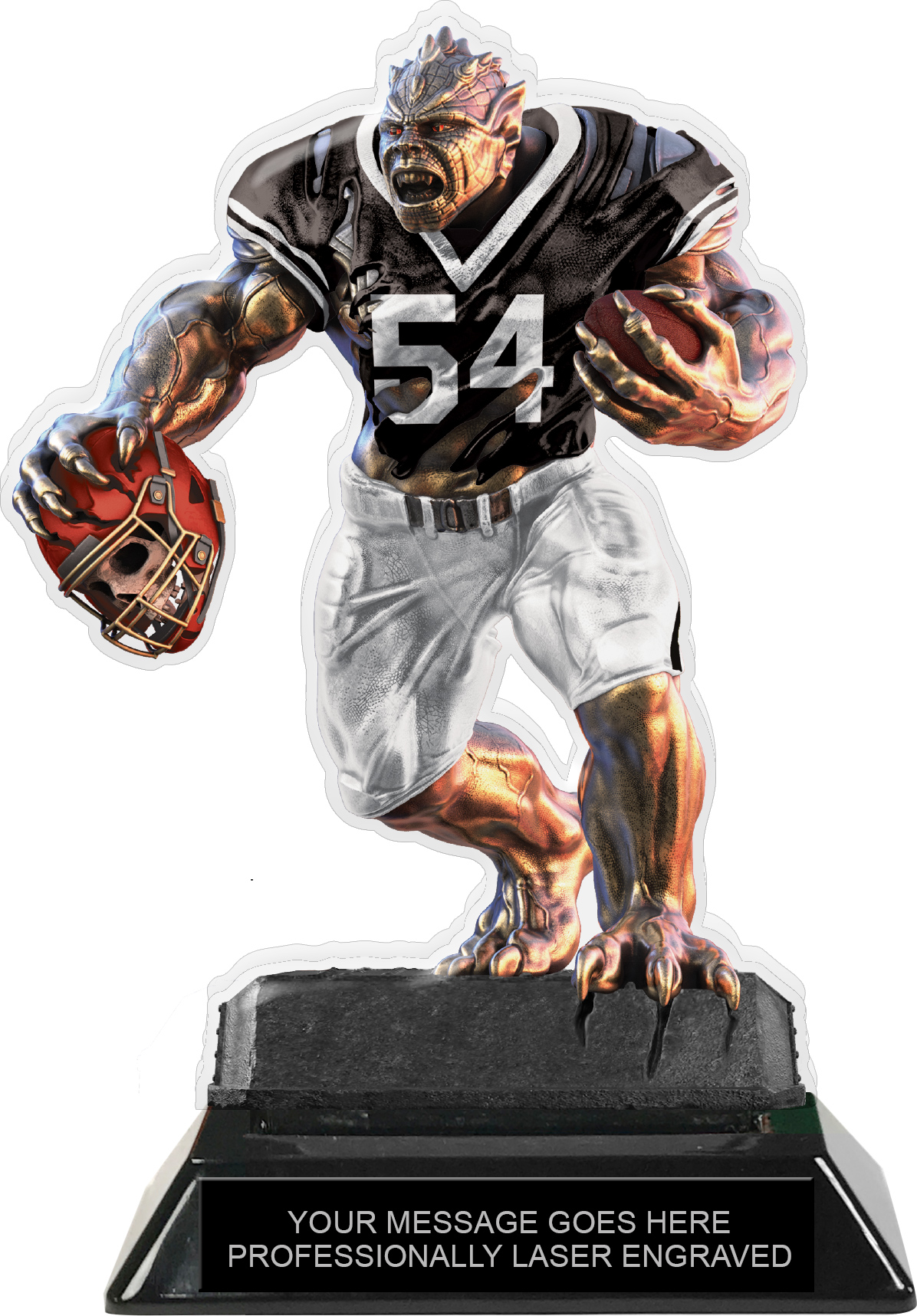 Beast Football Choose Your Number Acrylic Trophy - 7 inch Black