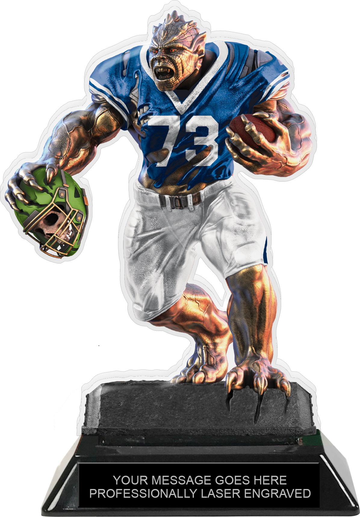 Beast Football Choose Your Number Acrylic Trophy - 7 inch Blue