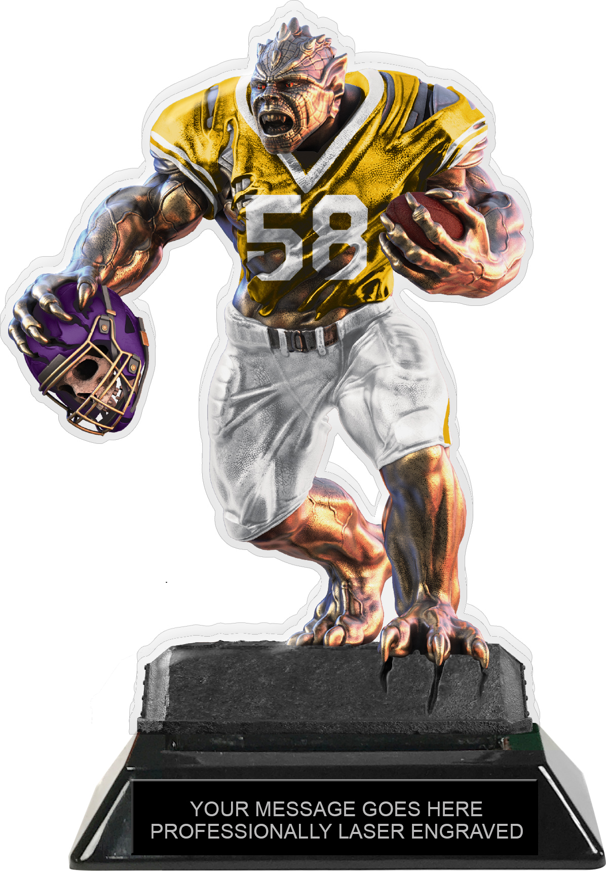 Beast Football Choose Your Number Acrylic Trophy - 7 inch Gold