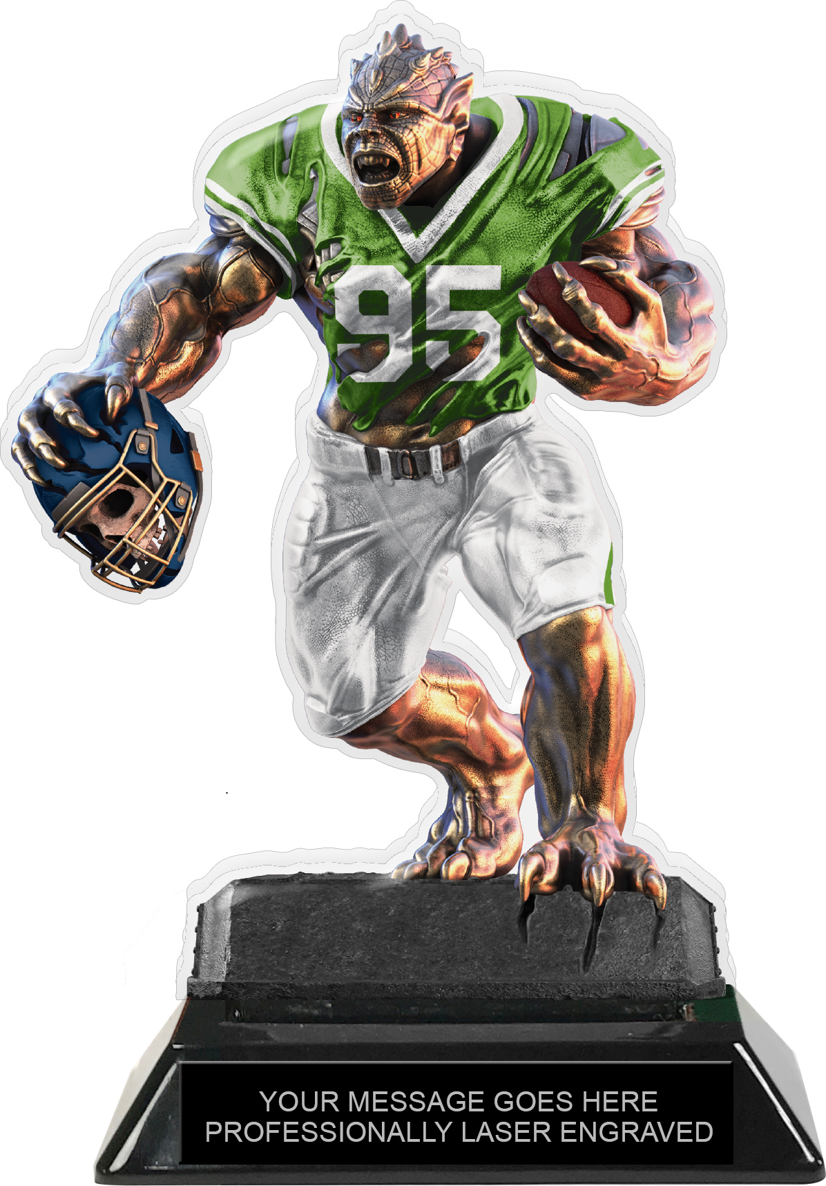 Beast Football Choose Your Number Acrylic Trophy - 7 inch Green