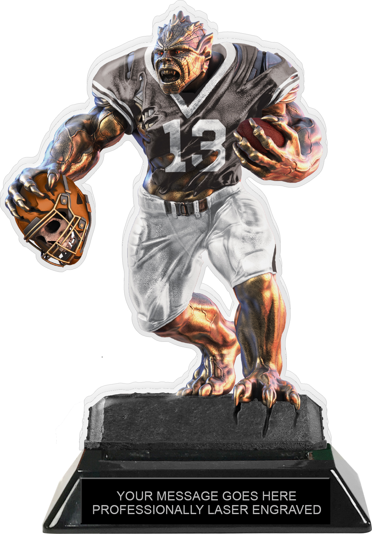 Beast Football Choose Your Number Acrylic Trophy - 7 inch Grey