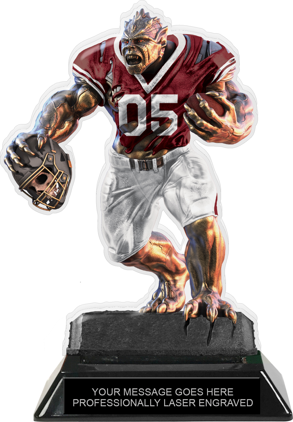 Beast Football Choose Your Number Acrylic Trophy - 7 inch Maroon
