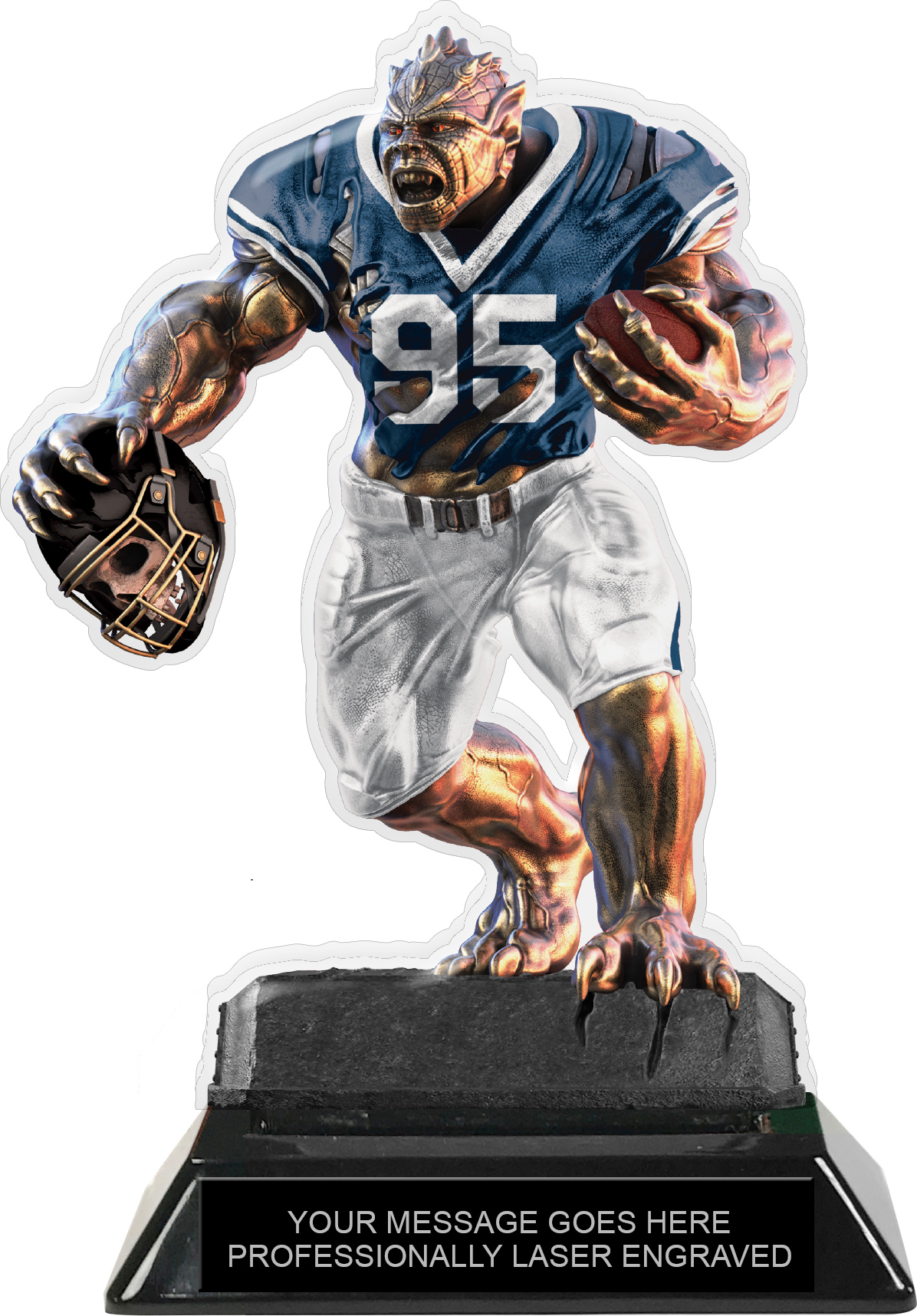 Beast Football Choose Your Number Acrylic Trophy - 7 inch Navy