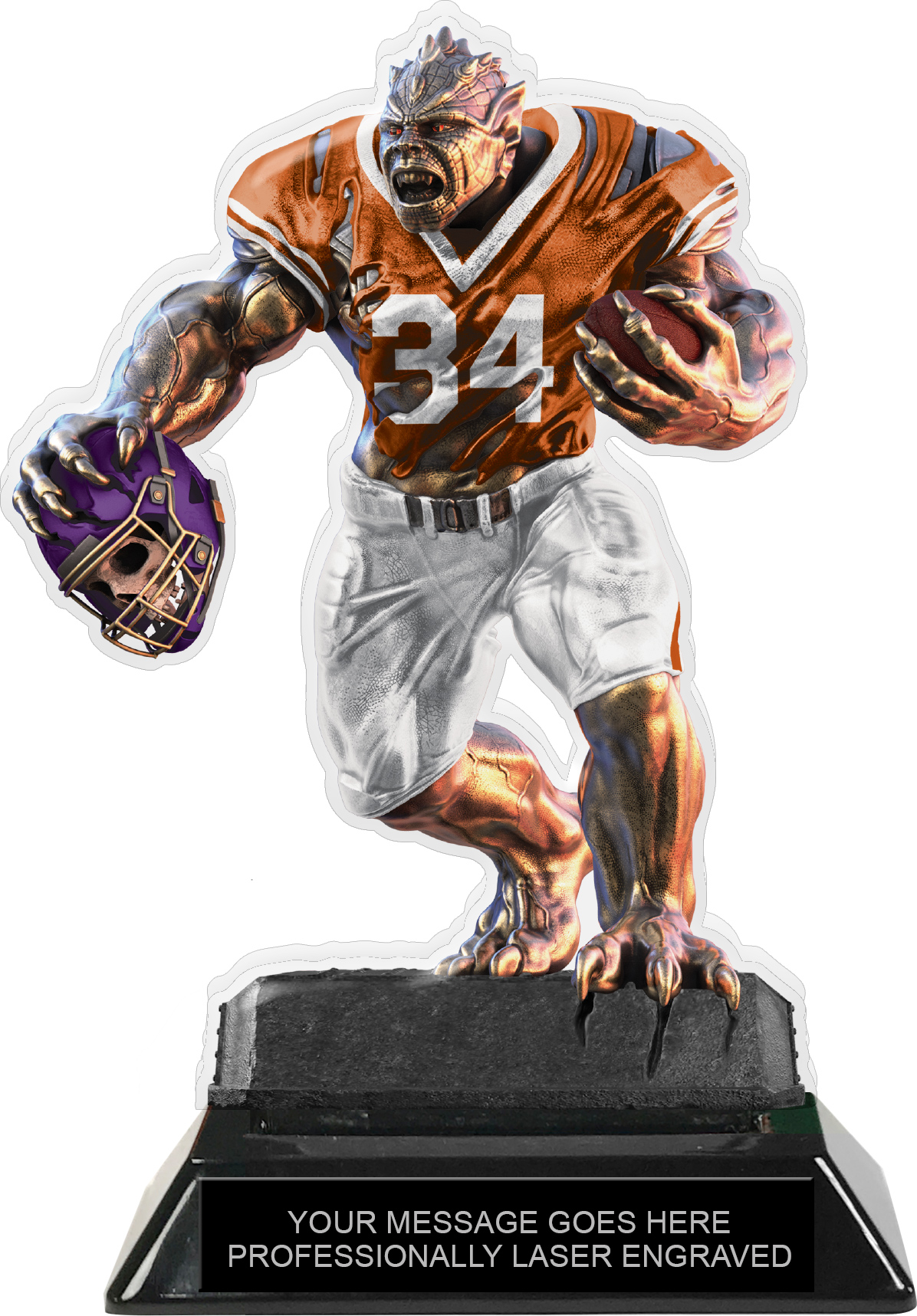 Beast Football Choose Your Number Acrylic Trophy - 7 inch Orange