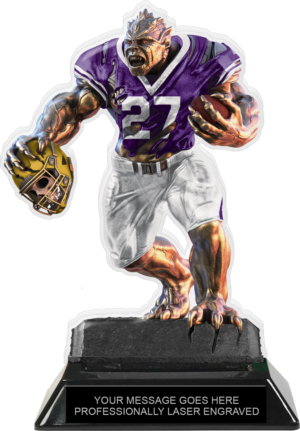 Beast Football Choose Your Number Acrylic Trophy - 7 inch Purple