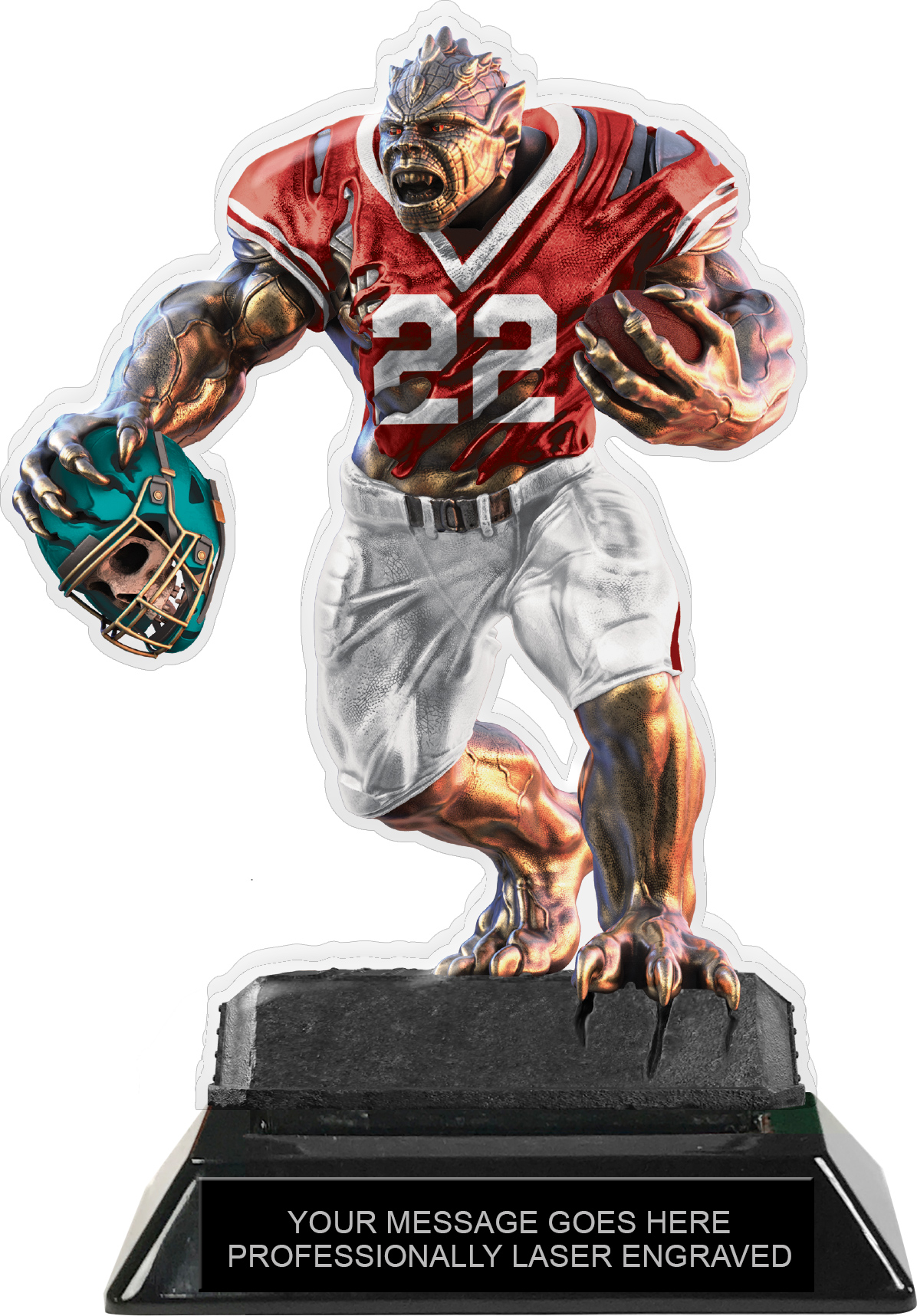 Beast Football Choose Your Number Acrylic Trophy - 7 inch Red