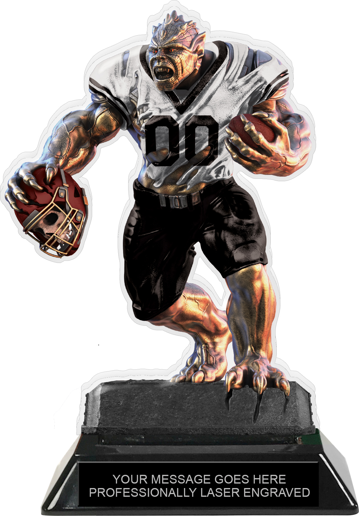 Beast Football Choose Your Number Acrylic Trophy - 7 inch White