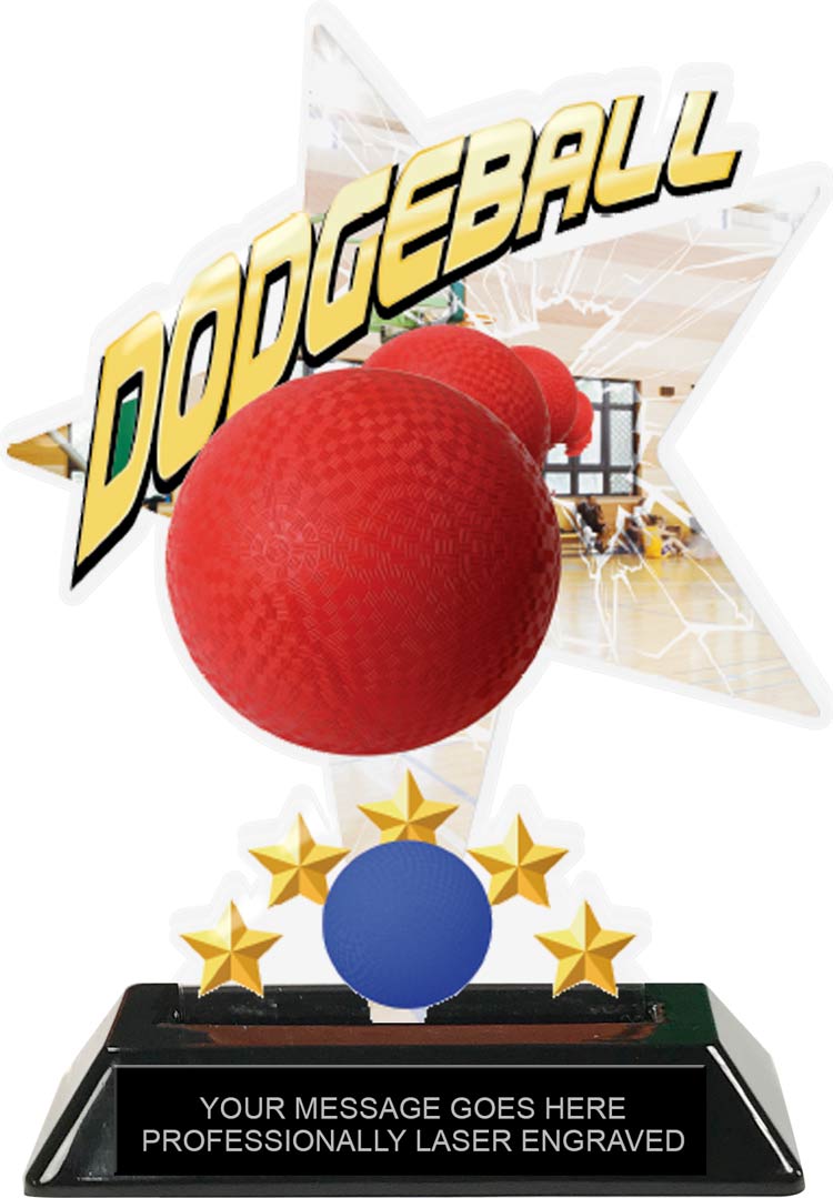 Dodgeball Shattered Star Colorix Acrylic Trophy- 7 inch