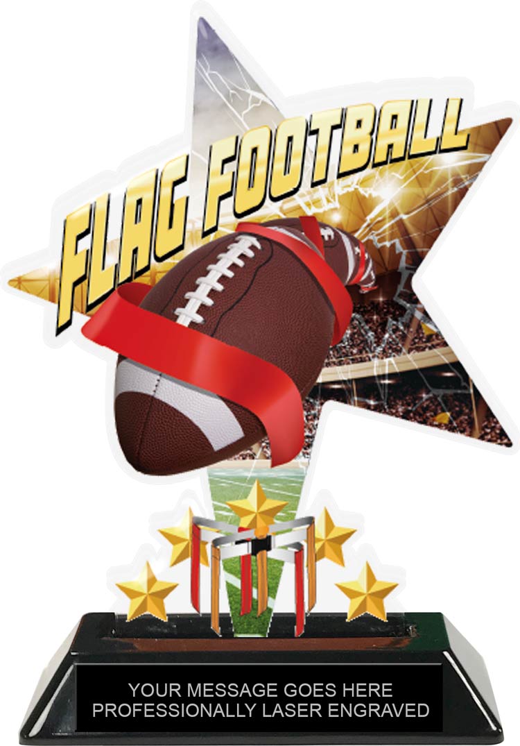 Flag Football Shattered Star Colorix Acrylic Trophy- 7 inch
