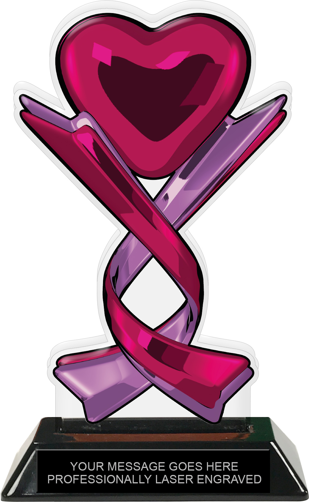 Heart & Ribbons Colorix Acrylic Trophy - 7 inch