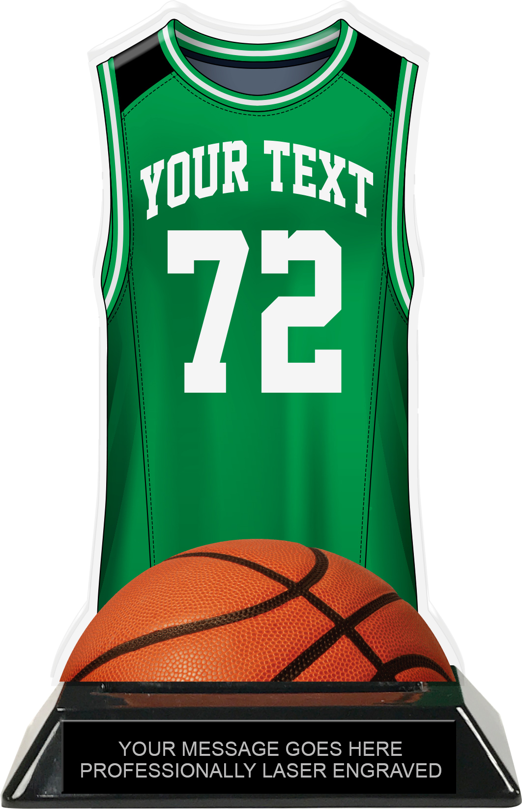 Basketball Jersey Colorix-T Acrylic Trophy- Green - Trophy Depot