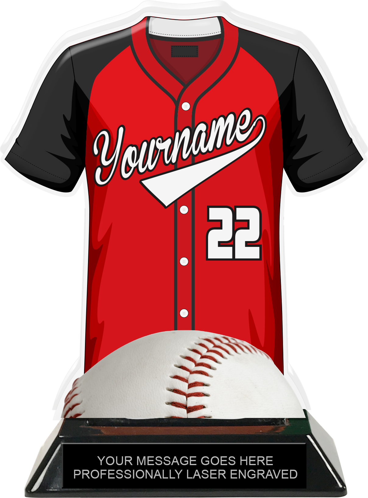 Baseball Jersey Colorix-T Acrylic Trophy- Red - Trophy Depot
