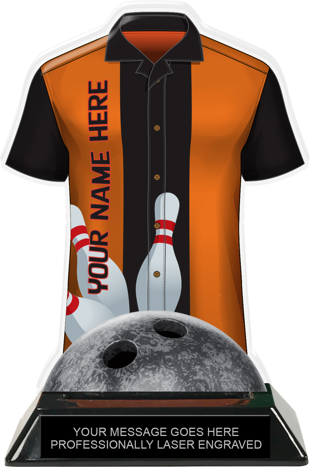 Bowling Shirt Colorix-T Acrylic Trophy- Orange - Trophy Depot