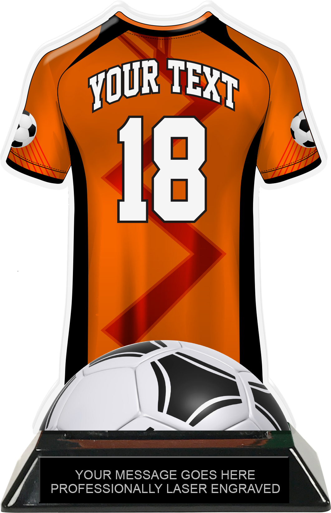 Soccer Jersey Colorix-T Acrylic Trophy- Orange - Trophy Depot