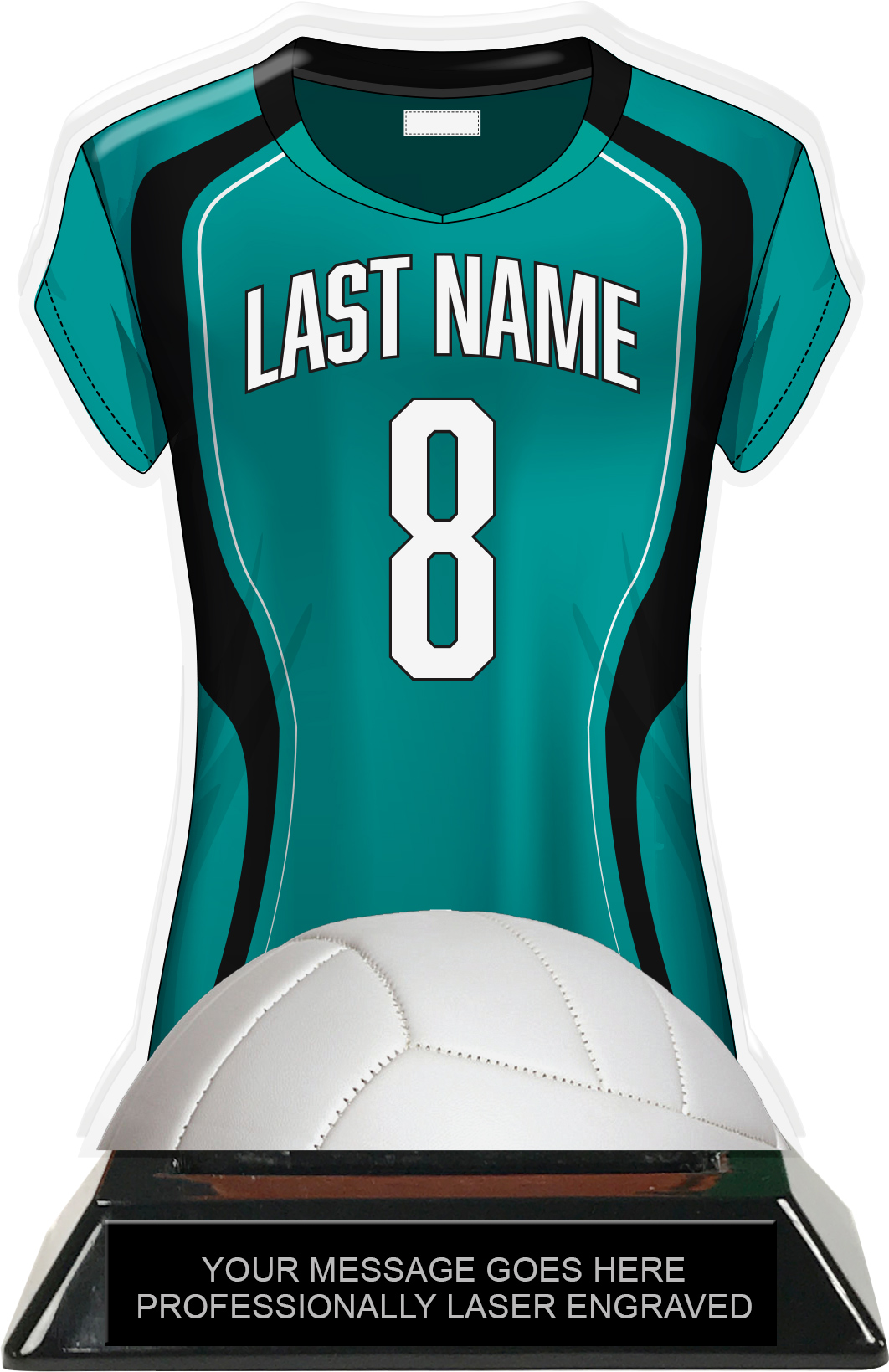 Volleyball Jersey Colorix-T Acrylic Trophy- Teal - Trophy Depot