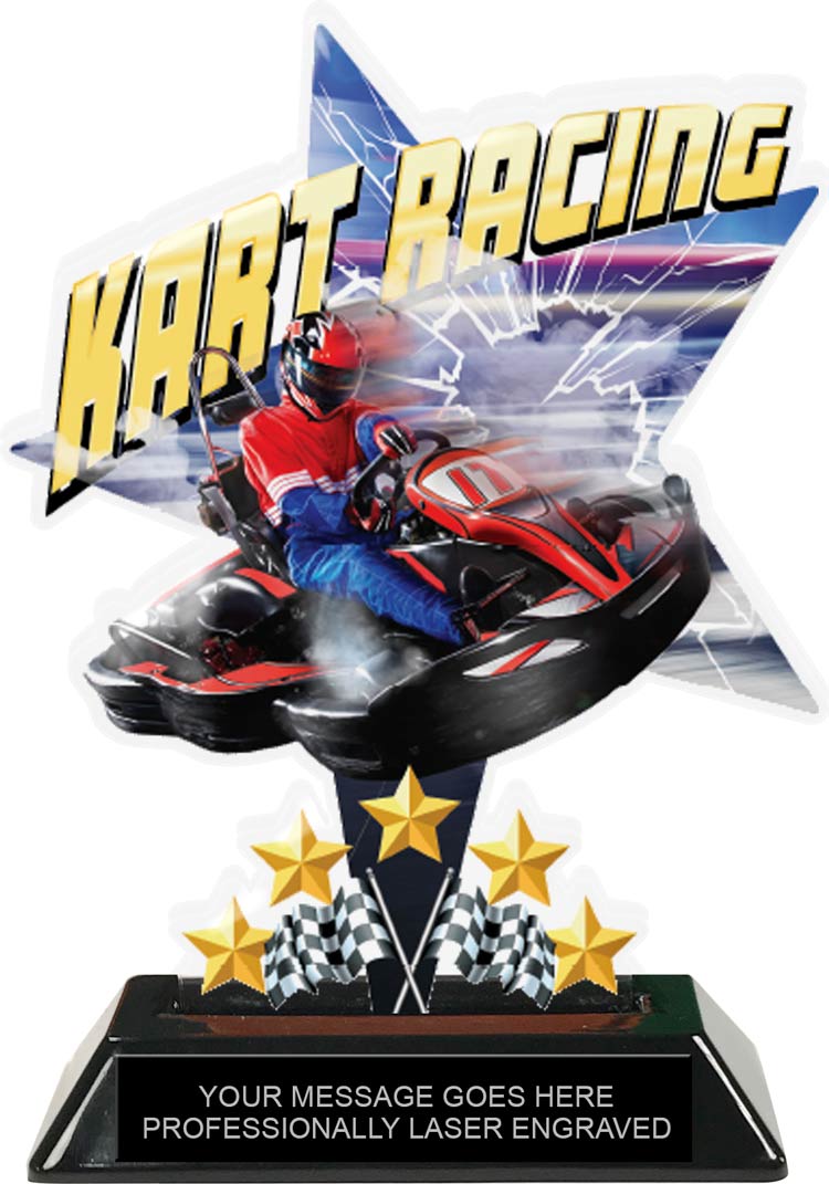 Go Kart Shattered Star Colorix Acrylic Trophy- 7 inch