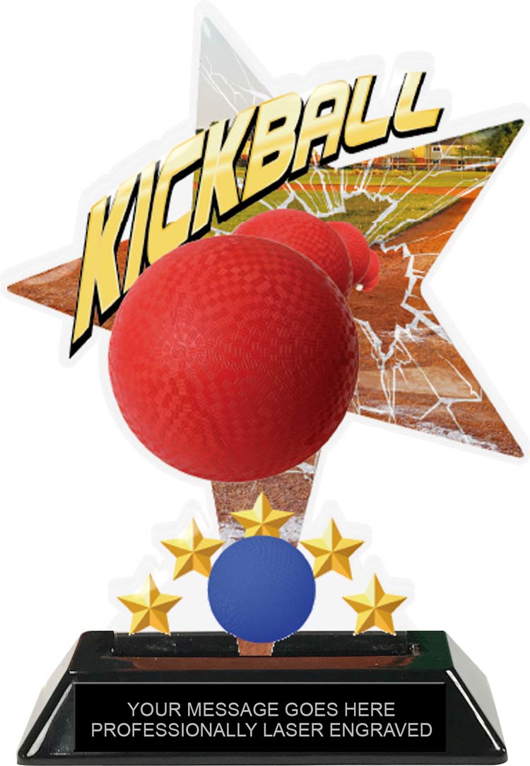 Kickball Shattered Star Colorix Acrylic Trophy- 7 inch